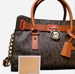 Michael Kors Brown and Tan Logo Satchel